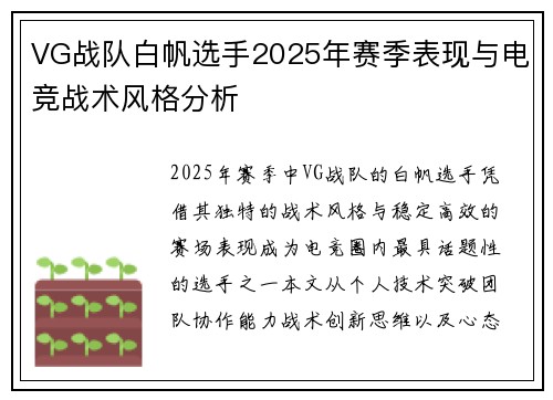 VG战队白帆选手2025年赛季表现与电竞战术风格分析